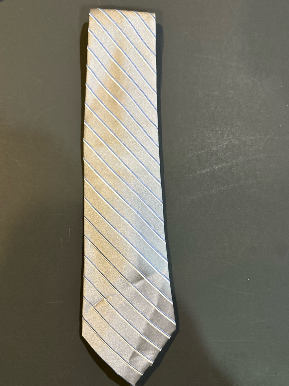 Jones New York Classic Silver Diagonal Stripe Men's Tie